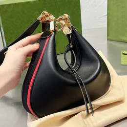2023 Women Attache Hobo Underarm Bag Italy Brand Half Moon Cowhide Leather Crossbody Handbags Lady Canvas Printed Shoulder Handbag