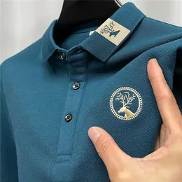 Wysokiej klasy męskiej 100% bawełnianej koszuli polo-polo marka krótkiego rękawu Deer Head Haftowa T-shirt Summer Lapel Lose Casual Fashion Top 220906