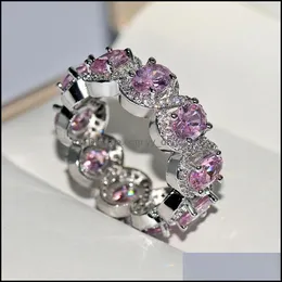 Pierścionki ślubne błyszcząca najlepsza sprzedaż luksusowa biżuteria 925 STELRING SIER SIER OWAL CUT White Topaz CZ Diamond Women Wedding Bridal Yydhhome Dhtti