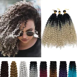 14 "onda d'acqua sintetica intrecciare i capelli all'uncinetto nero biondo stile boemo afro crespo twist estensioni del fascio di capelli all'uncinetto LS22