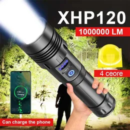 Süper XHP120 En Güçlü LED Fens Işığı XHP90 Yüksek Güç Torçu Işık Şarj Edilebilir Taktik El Feneri 18650 USB Kamp Lambası 220125286D