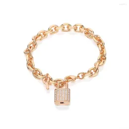 Link Bracelets CZ Zircon Lock Charms For Women Gold Chain Cute Padlock Key Fashion Jewelry Accessories Gifts 2022 Drop