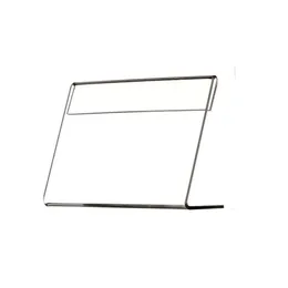 Plastreklam Display Sign Pappersetikett Kort Prislapp Holder Stand L Form PS Clear Horisontell Tabell 10x7cm T1mm 50st