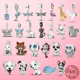 925 Gümüş Cazibe Boncuklar Dangle Dog Cat Plata Ley Boncuk Fit Pandora Takılar Bilezik DIY mücevher aksesuarları