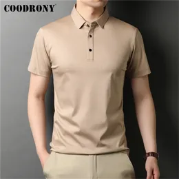 Męska marka Polos Coodrony Wysokiej jakości Summer klasyczny czysty kolor swobodny krótki rękaw 100% bawełniany polo-shirt miękki chłodny ubranie C5203S 220906