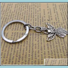 Keychains 30Pcs Diy Accessories Material Antique Sier Zinc Alloy Angel Band Chain Key Ring Travel Protection Jewelry Drop De Yydhhome Dh3Hh