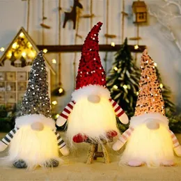 Christmas Gnome Plush brinquedos brilhantes em casa decoração de natal Ano Novo Toy Bling Christma Gifts Kids Santa Claus Snowman Ornament 0906