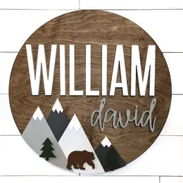 Party Decoration Custom Personalized Wooden Name Signs With Text Vintage Sign Nursery Wood Wall Decor Home Accessories Bear