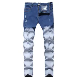 Jeans uomo strappati Jean Homme Pantalon Streetwear Moda Hombre Pantaloni elasticizzati Pantaloni casual in denim di cotone con colori a contrasto