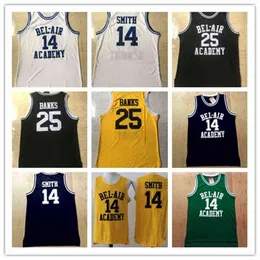 أمير Bel-Air Fresh #14 Will Smith Jersey Bel Air Academy قمصان كرة السلة 25 Carlton Banks Jerseys Bck Green Yellow White