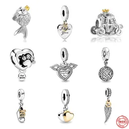 Perle di fascino in argento 925 ciondolano scintillanti zampa stampa cuore scarpetta per bambini Pandora Charms braccialetto accessori gioielli fai da te