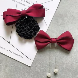 Laço laços 2022 mulheres presentes decoram acessórios conjuntos elásticos pinos de faixa de bowtie barrette de cabelo tampa de rede de cabelos de pão de tampa do bowknot bolo