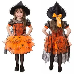 Vestidos de menina 1-5y crianças pequenas crianças meninas vestidos de halloween spider manto witch Fanche Party Fantaspume 220905