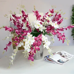 Faux Floral Greenery 1Pc Artificial Orchid Flowers Branch Silk Cattleya Flower Butterfly Orchid For Home Wedding Dining Table Decor Fake Flower A1453 J220906