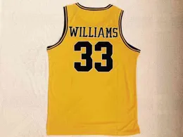 Herren Jason #33 Williams Dupont High School Retro-Basketballtrikot Gelb 55 College-Hemden mit Nähten Weiß