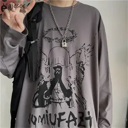 Herren T-Shirts Männer Langarm T-Shirts Herbst Print Gothic Vintage Ulzzang Gemütliche High Street Streetwear 5XL Baggy Korean Trendy Harajuku BF 220905