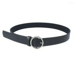 Ceintures boucle ronde taille ceinture métal décontracté cuir PU vêtements accessoires pour femmes