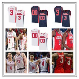 Bär 2021 NCAA Men Ole Miss Rebels College Basketball Terence Davis Blake Hinson Devontae Shuler Khadim Sy Breein Tyree KJ Buffen Jerseys