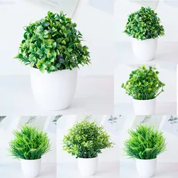 Faux Floral Greenery Green Plant Canned Simulation Canned Desktop Mini Plant Bonsai Greening Potted Plants Artificial Flower Tree Ball J220906