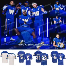 American College Football Wear College 2022 Winnipeg Blue Bombers Football Jersey Andrew Harris Willie Jefferson Brandon Alexander Willie Jefferson Nic Demski MA