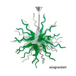 イタリアのムラーノスタイルの天井シャンデリアランプグリーンホワイトハンギングペンダントライトLEDバブス照明装飾手の吹きガラスシャンデリアLR1481