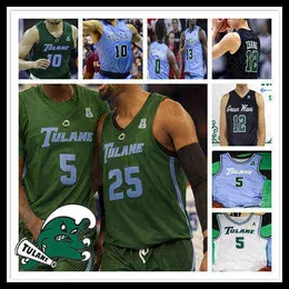 Wears 2021 College Tulane Jersey Basketball Kevin Zhang TeShaun Hightower Christion Thompson K.J. Lawson Nic Thomas Walker Ray Ona Embo Noba