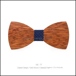 Bow Ties Bow Tower Wooden Wood Mens Ties Party Business Butterfly Cravat Fashion Drop dostawa 2021