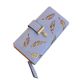 محافظ 2022 Fashion Women Hollow Leaf Card Presh Long Wallet Szipper Buckle Bag Bag Portofele Dama Gift