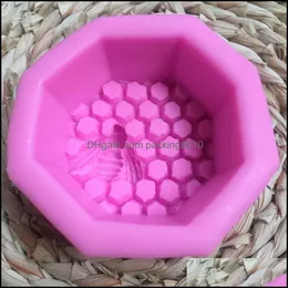 Baking Moulds Honeycomb Honey Soap Mold 3D Novelty Sile Cake Mod Heat Resisting Diy Chocolates Pastry Baking Tool Eco Friendly 6 5Ky Dhw3H