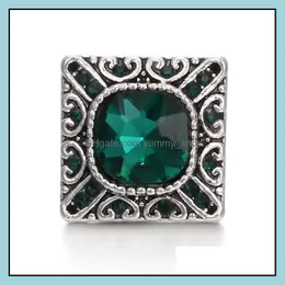 Andra snap -knappar smyckekomponent Rhinestone Square 18mm Metal Snaps Button Fit Armband Bangle Noosa A0244 Drop Deli DHSeller2010 DHXTO