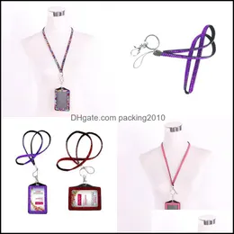 Lagringspåsar Rhinestone Crystal Card ID Badge Holder With Lanyard Rope Bling Vertical Business Case Office Papelaria Supplies 934 B3 DHCFD