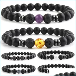 Charm Armband Natural Stone Armband f￶r kvinnor M￤n 7 Chakra Aromaterapi Bangle Yoga Energy Black Matte P￤rlor Armband DHSeller2010 DHLVX