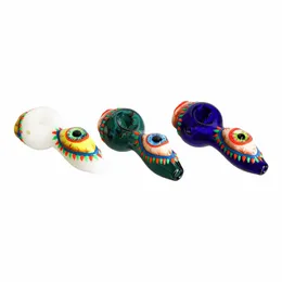 Globos oculares coloridos brilham nos tubos escuros olhos luminosos pirex de vidro grosso tubo de fumante handpipe handmade made herb tobacco petrol plataforma de petróleo bongo cigarro dhl grátis