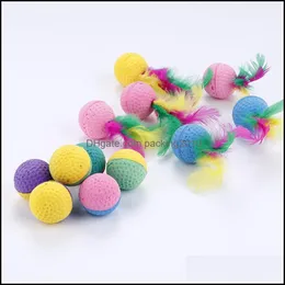 Cat Toys Pet Cat Kitten Toys Spela Foam Latex Balls Withe Feather 4980 Q2 Drop Leverans 2021 Home Garden Supplies Packing2010 DHZD6