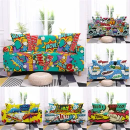 Sandalye Graffiti Stil Kanepe Slipcovers Oturma Odası için Streç Kanepe Çıkarılabilir ve Yıkanabilir Karikatürler 1 2 3 4 Seater 220906