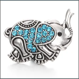 Andra snap -knappar smyckekomponent Rhinestone Elephant 18mm Metal Snaps Button Fit Armband Bangle Noosa A036 Drop Del Dhseller2010 Dhylt