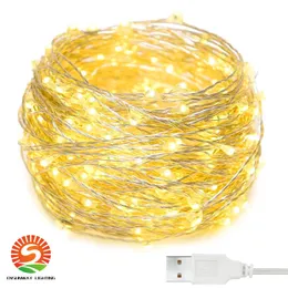 12m 120LED String Lights USB Powered Warm White Fairy Lights IP65 Vattentät trådkontakt i utomhus/inomhus eldfluga för sovrums julfest bröllopsträdgård