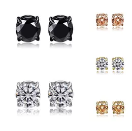 10 Paar magnetische Edelstahl-CZ-Ohrstecker-Set, runde Kristall-Zirkonia-Ohrstecker, nicht durchbohrt, zum Anklipsen, Hip-Hop-Unisex-Schmuck, 6 mm, 8 mm