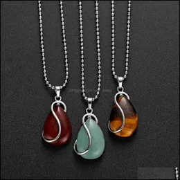 Pendanthalsband Natural Stone Pendant S-Shaped Woman Halsband Rostfritt stål Healing Energy Sweater Cha Christmas G DHSeller2010 DH7TG