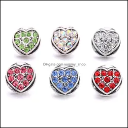 Diğer Moda Kalp Rhinestone Snap Button Takı Bileşenleri 12mm Metal Çıtçıt Düğmeleri Küpe Bileklik Bileklik NOOS DHSELLER2010 DHIGS