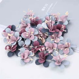 Faux Floral Greenery 1020 Stücke Künstliche Mikrofaser Blumen Kopf Seide Diy Gefälschte Rose Home Wand Aufkleber Dekor Liefert Hochzeit Kranz tiara Handwerk J220906