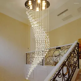 Lâmpadas pendentes Villa Hall Duplex Stairwell Crystal Long Lustelier Sala de estar Modern Light Luxury grande