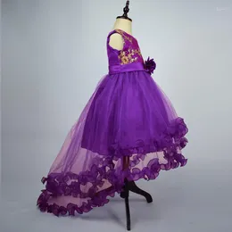 Kız Elbise Elbise Çiçek Baskı Dantel Pembe Prenses Düğün Bebek Yaz Vestidos De Fiesta Infantil Flores