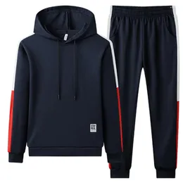 Men's Tracksuits Suad Suor Supring Autumn Clothing Men Desena 2 peças Conjunto de capuz Sport Casual Sweatpant Rouno de traje Big Tamanho grande