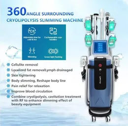 Alta qualidade 360 ​​Cryolipólise congelada de gravação gordura corporal congelamento do sistema de resfriamento para perda de peso de radiofrequência com 5 alças forma de cavitação