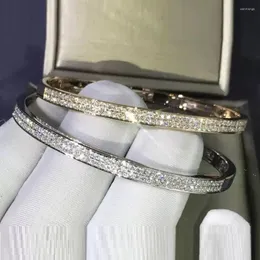 Armring Inre 58MM 62MM 2 Stora Dubbelrad Cubic Zirconia 5A CZ Iced Armband För Kvinnor Tjej