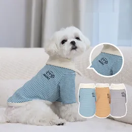 Vestuário de cachorro novo suéter de lapéu de lapela fofa cachorrinho listrado cães roupas pequenas cães médios outono e inverno pelúcia roupas quentes