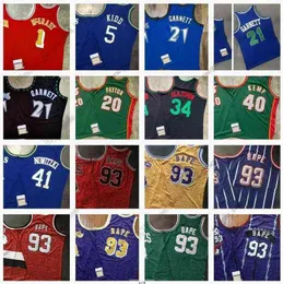 Zszyte koszulki do koszykówki retro 20 Payton 40 Kemp 34 Allen 41 Nowitzki Wysoka jakość Jersey Blue Size S-XXXL022221