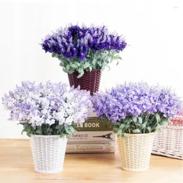 Dekoratif Çiçekler 8 PCS Romantik Yapay Lavanta Çiçek İpek Sahte Düğün Bahçesi Dekorasyonu Plastik Şube Provence Lavenders