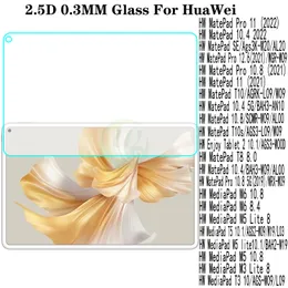 2.5d 0.33mm 9H Huawei Matepad를위한 강화 유리 스크린 보호기 10.4 11 T5 10.1 Pro 10.8 T10S T8 MediaPad M3 M5 M6 8.4 Litet3 7 8.0 SE 12.6